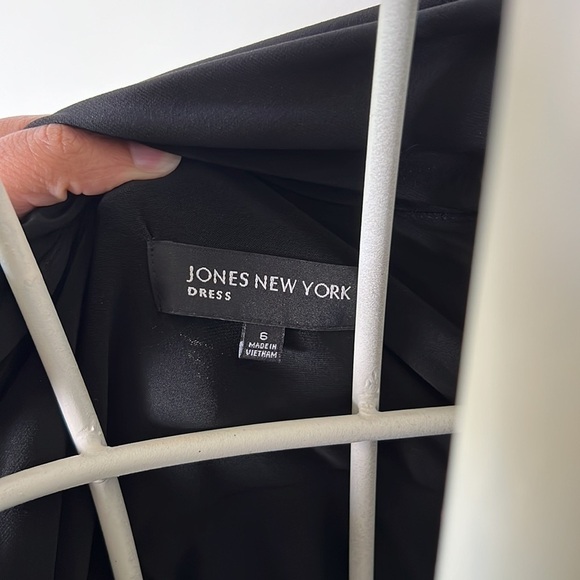 Jones New York Black Dress with Gold Rings on sleeve - Picture 5 of 6